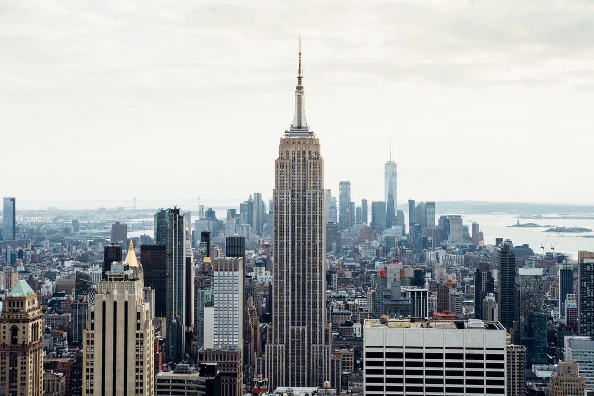 Empire State Building against sea in USA